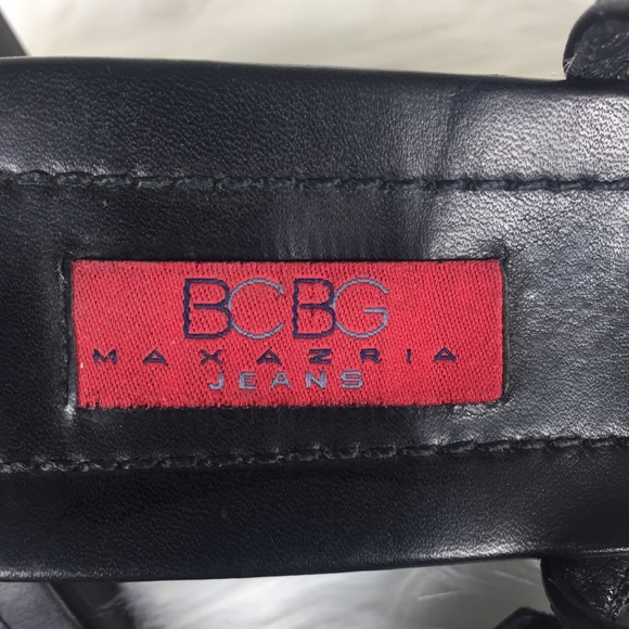 BCBG Minimalist Black Leather Ankle Strap Heels - Picture 3 of 8